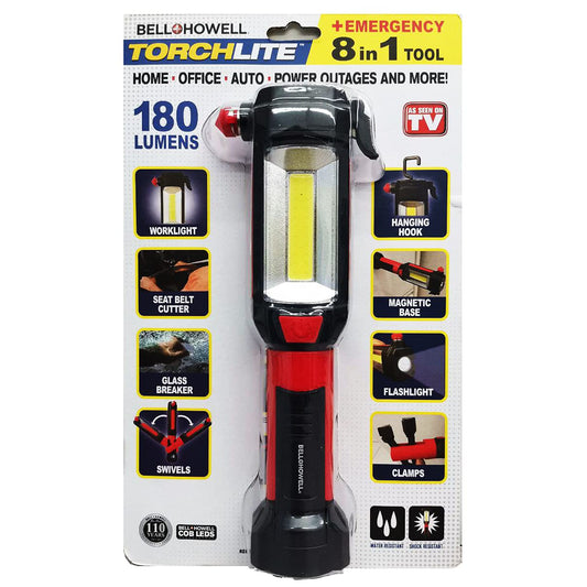 Bell+Howell Torch Light & Emergency Tool 8 in 1 Worklight Flashlight-Water Shock Resistance-As Seen On TV 180 Lumen