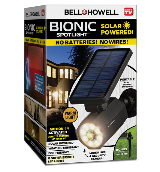 Bell+Howell Bionic Spotlight Solar Spot 25 Feet Motion Sensor, Sun Panels, Waterproof Frost Resistant Patio, Yard and Outdoor Lighting As Seen On TV