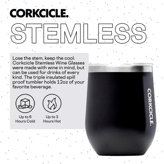 Corkcicle Stemless Insulated Wine Glass Tumbler, 12 oz – Stainless Steel Stemless Wine Glass Keeps Beverages Cold for 6 Hrs, Hot for 3 Hrs