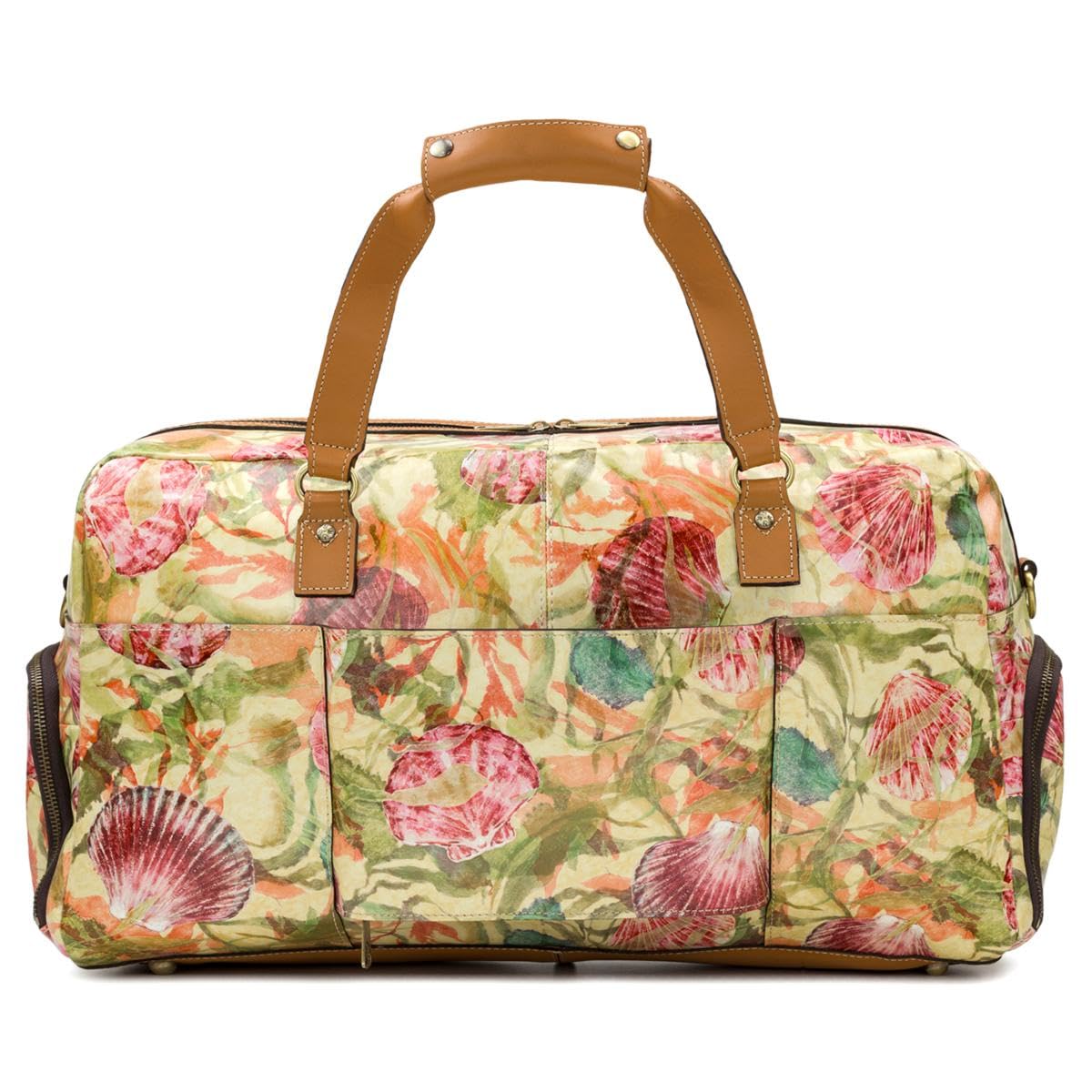 Patricia Nash Mandara Leather Overnight Tote Bag, Zipper Closure, Removable Crossbody Strap, Multiple Pockets, 20.75L x 7W x 11.5H inches