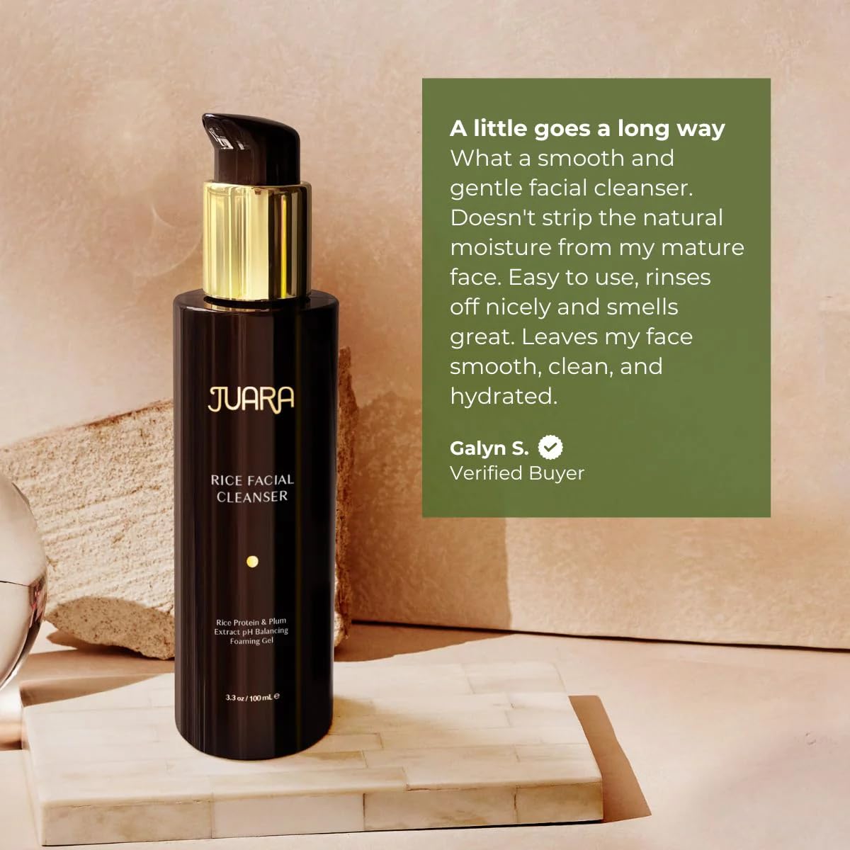 Juara - Rice Facial Cleanser | For All Skin Types | Foaming Face Wash | Gently Cleans | Deeply Softens | Cruelty Free, Paraben, Sulfate Free, Vegetarian | 3.3 oz