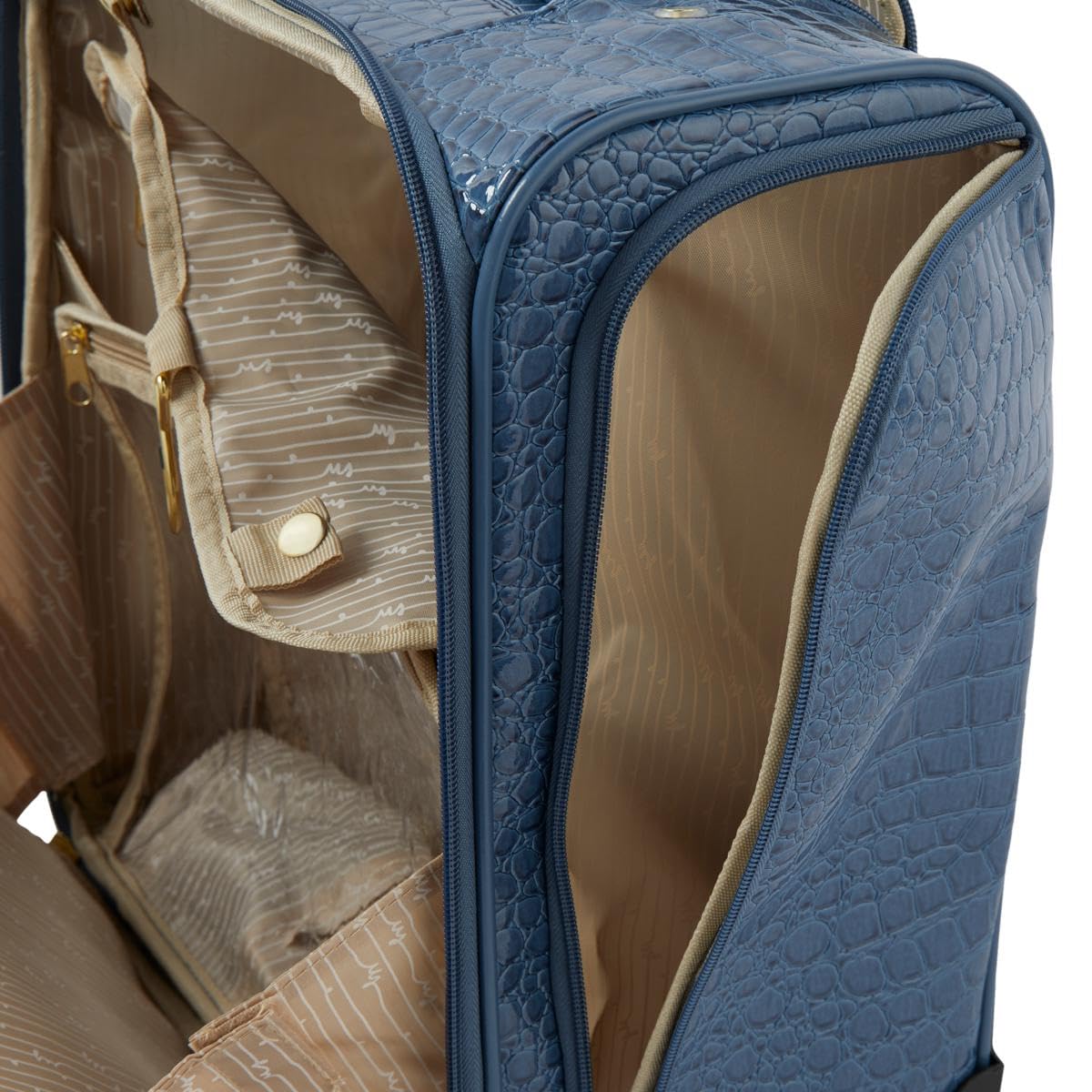 Samantha Brown 15" Underseater with Accessories Durable croco-embossed PVC (Creamy Vanilla)