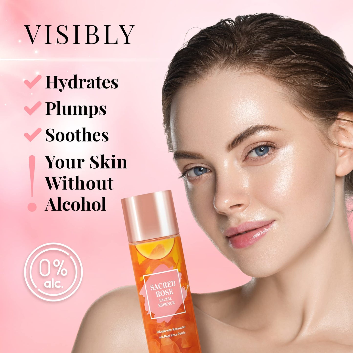 K BEAUTY SACRED ROSE FACIAL ESSENCE Face Brightening Serum Infused with Rose Water and 6 Types of Hyaluronic Acid Serum for Face Provides Intense Hydration for Fresh, Dewy Look