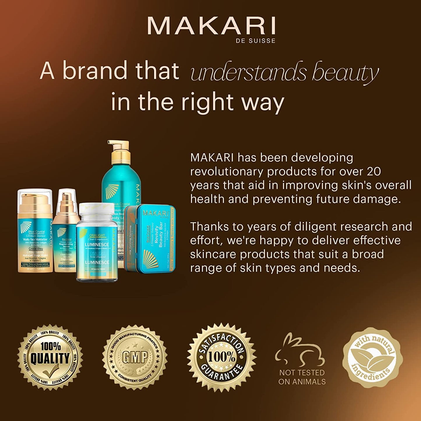 Makari Ultimate Intense Blue Crystal Vitality Face Moisturizer | Face Cream with Collagen and Glutathione | Facial Moisturizer for Women and Men | Hydrating Face Lotion with Sunflower Seed Oil (50 ml)