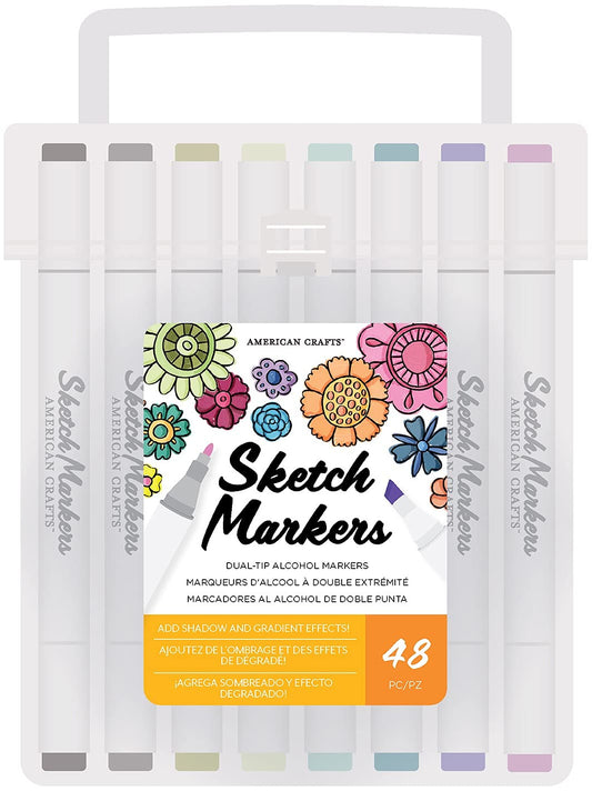 American Crafts Sketch Markers 48/PK, Assorted Colors