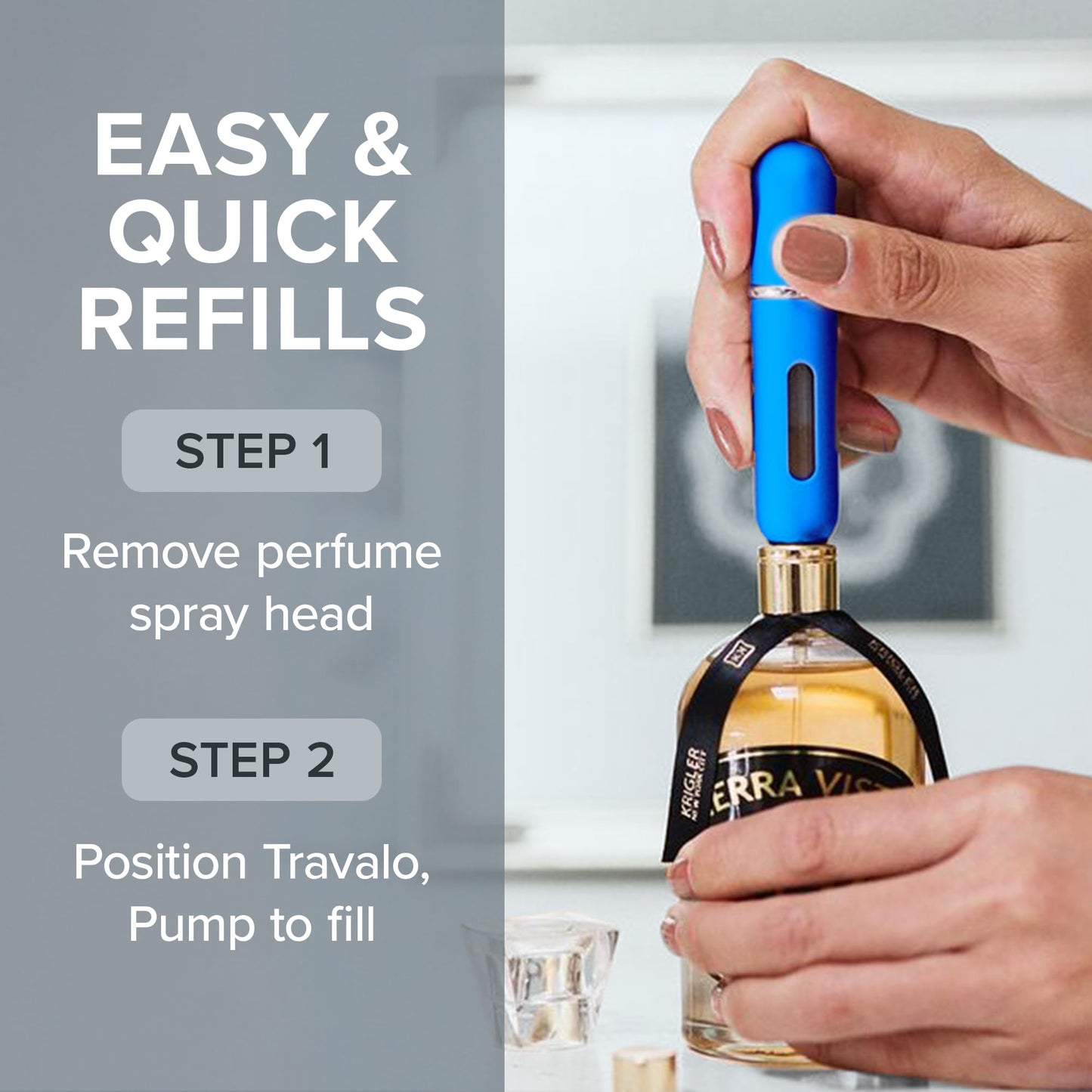 Travalo Classic HD Perfume Atomizer | Genie-S TSA Approved Travel Perfume Bottle Refillable | Reusable Airtight Easy-Fill Mini Pump Sprayer | Lightweight Elegant Design w/Volume Window
