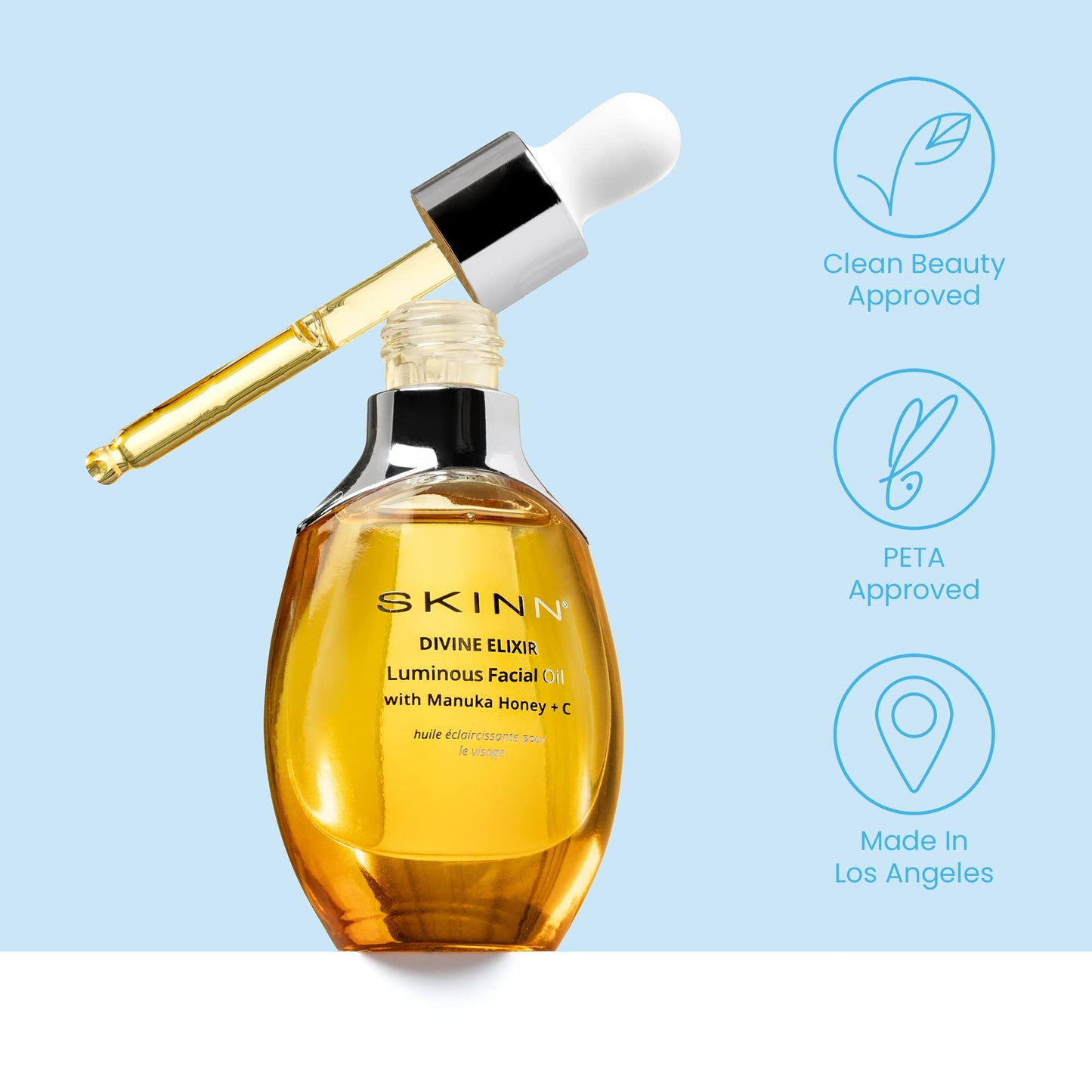 SKINN Luminous Anti-Aging Facial Oil Trio Gift Set | Hydrate, Firm, and Brighten with Vitamin C & Manuka Honey | Includes Luminous, Firming Algae, & Ayurvedic Blends for Fine Lines and Wrinkles