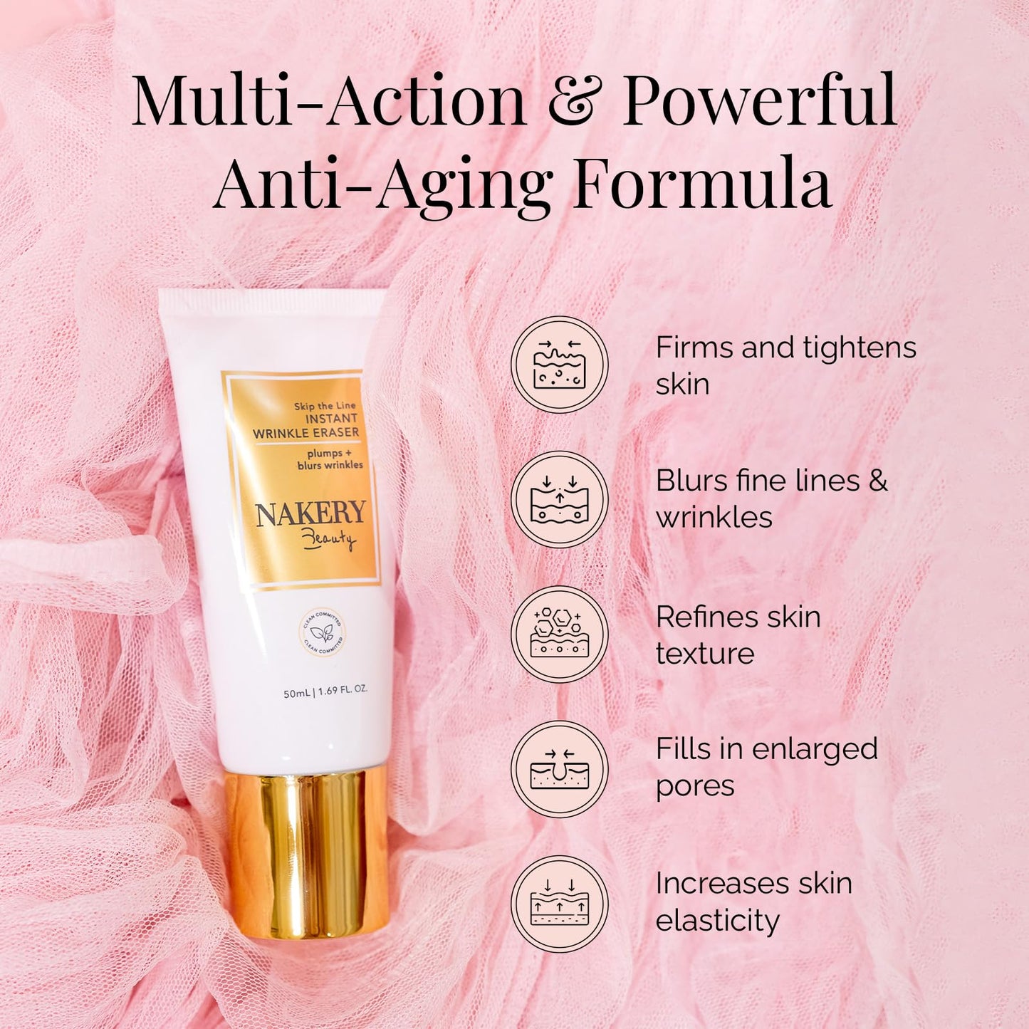 Nakery Retinol Eye Cream - Anti Wrinkle Face Cream with Hyaluronic Acid Face Tightening Serum - Wrinkle Cream for Under Eye - Instant Wrinkle Remover Serum 50ml