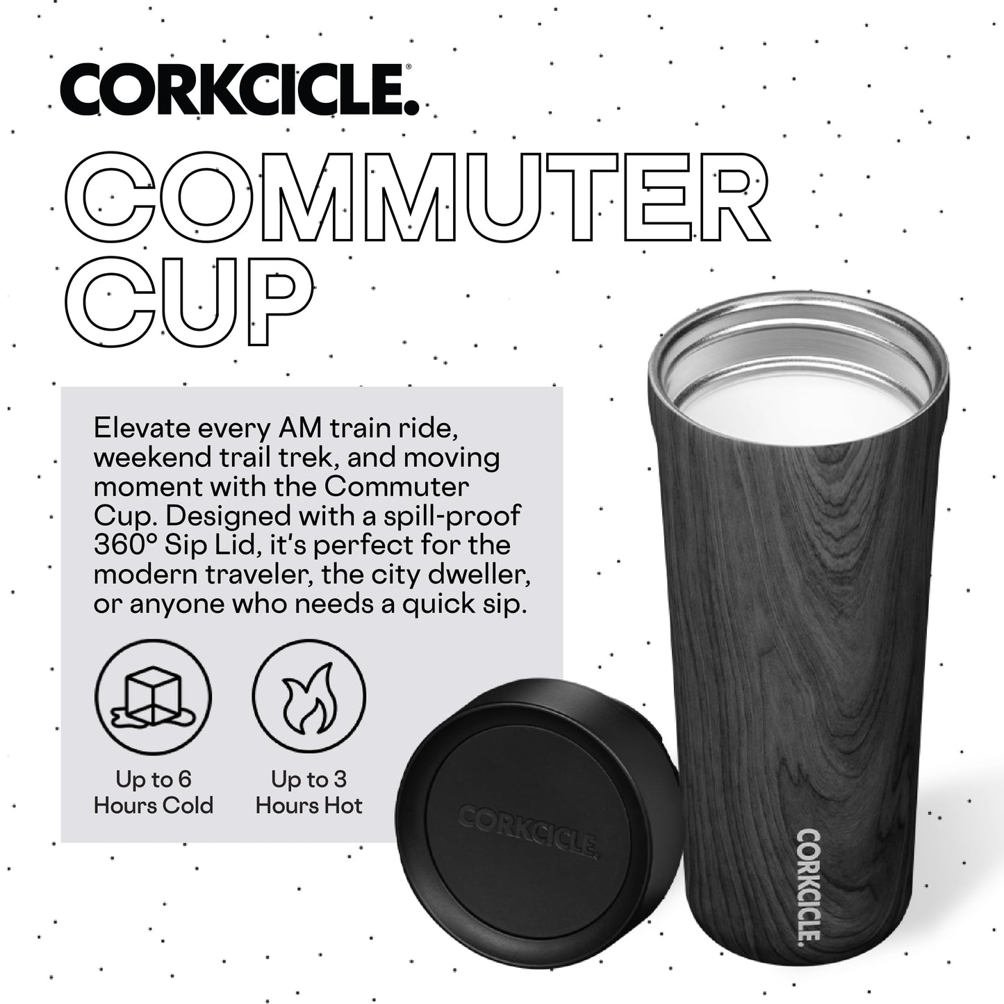 Corkcicle Commuter Cup Travel Mug with 360° Sip Lid