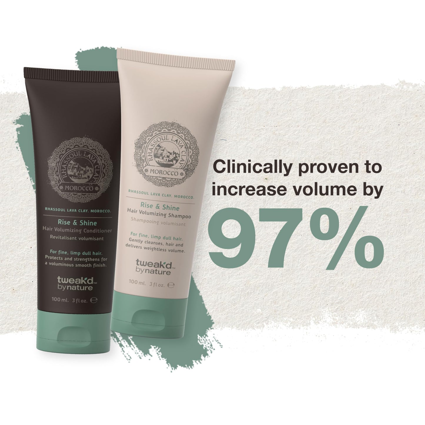 Tweak’d by Nature - Rise & Shine Volumizing and Thickening Shampoo and Conditioner Set for Fine Hair, Hydrating Hair Care for Soft, Tangle-Free Finish, Cruelty Free