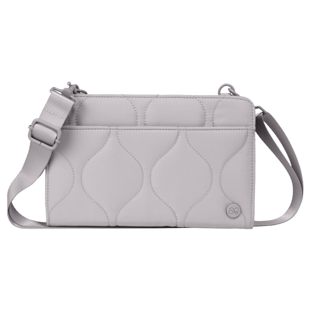 Samantha Brown To-Go RFID Blocking Quilted Travel Wallet Crossbody, Grey