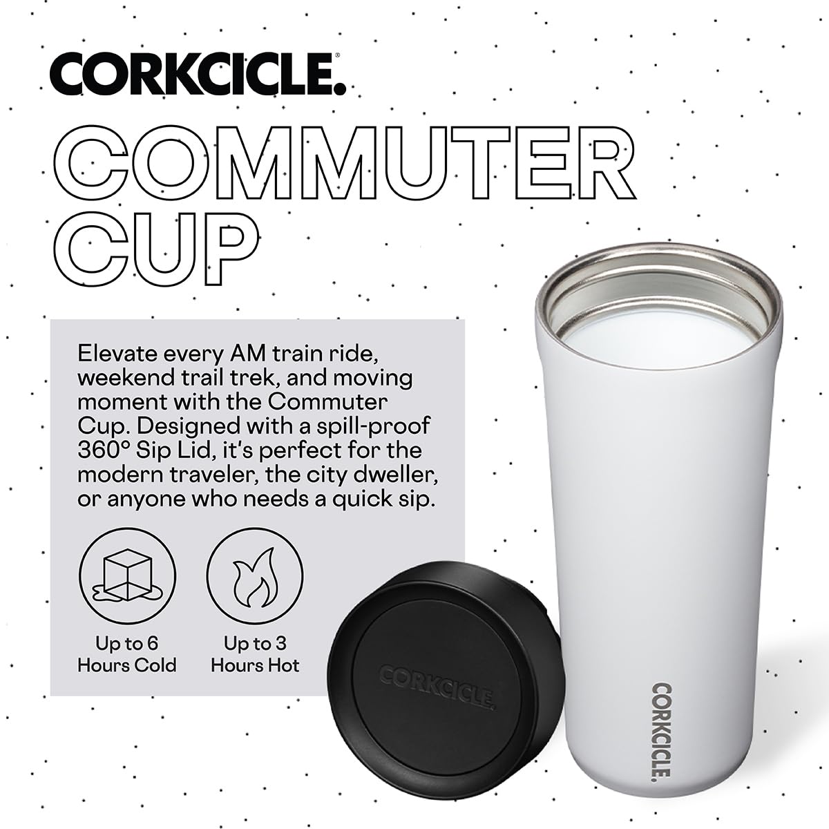 Corkcicle Commuter Cup Travel Mug with 360° Sip Lid