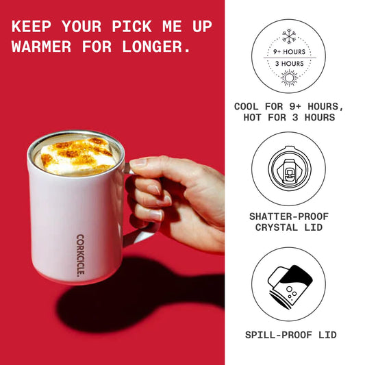 Corkcicle Origins Travel Coffee Mug - Triple Insulated Stainless Steel Cup with Handle for Tea, Hot Chocolate, Coffees, & More - Spill Proof, Reusable, BPA-Free, Dishwasher Safe - 475ml/16oz