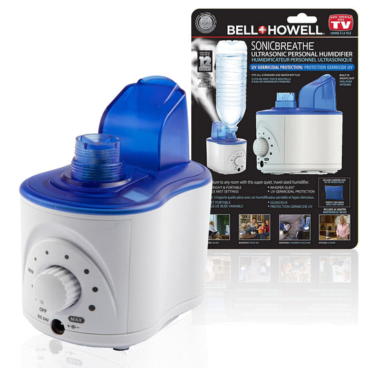 Bell+Howell Ultrasonic Personal Portable Humidifier-Cool Mist- lasts up to 12 hours per water bottle