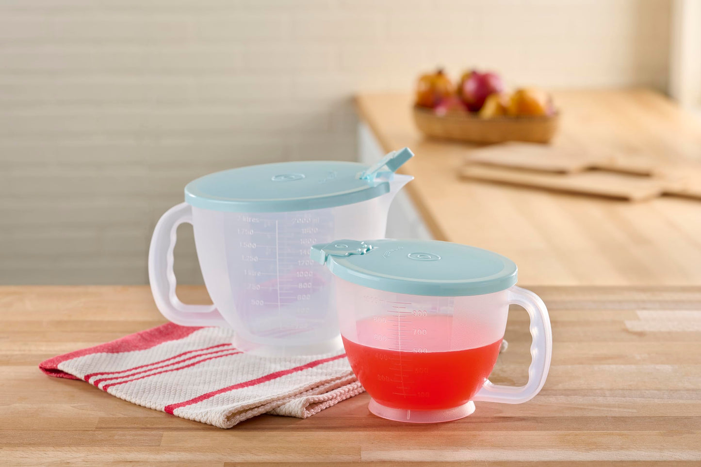 Tupperware Classic Mix-N-Store Pitcher Set in Aquamarine - Dishwasher Safe & BPA Free - (2 Bowls + 2 Lids)