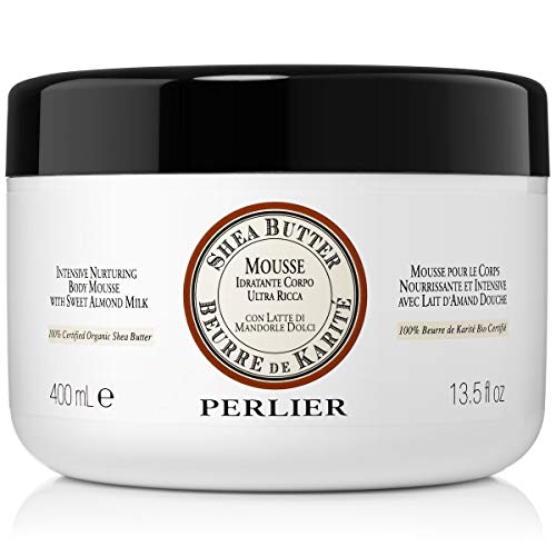 Perlier Intensive Nurturing Shea Butter Body Mousse with Sweet Almond Milk, 13.5 fl. oz.
