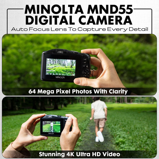 Minolta 64 Mega Pixels Digital Camera with 4K Video 60 FPS & WiFi, Blue