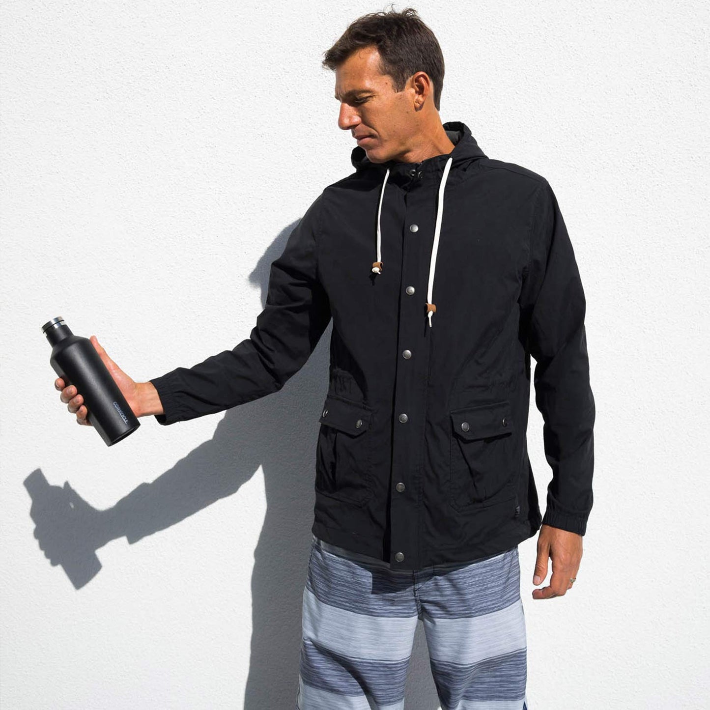 Corkcicle Canteen - Water Bottle and Thermos - Keeps Beverages Cold for Over 25, Hot for Over 12 Hours - Triple Insulated with Shatterproof Stainless Steel Construction - Matte Black - 16 oz.