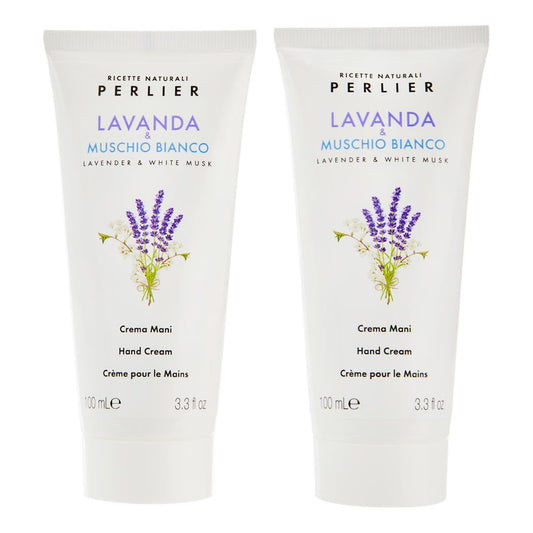 Perlier Lavender & White Musk Hand Cream, 3.3 fl oz, Set of 2