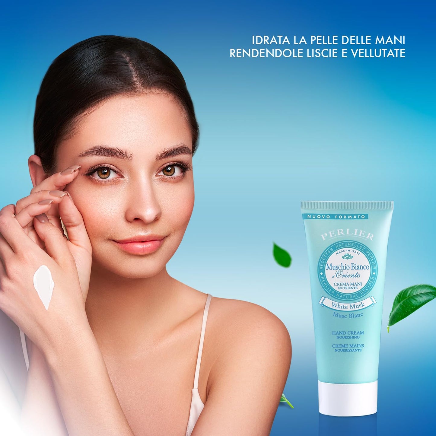 Perlier:"Muschio Bianco d'Oriente" Nourishing Hand Cream, White Musk Scent - 3.3 Fluid Ounces (100mL) Tube [ Italian Import ]