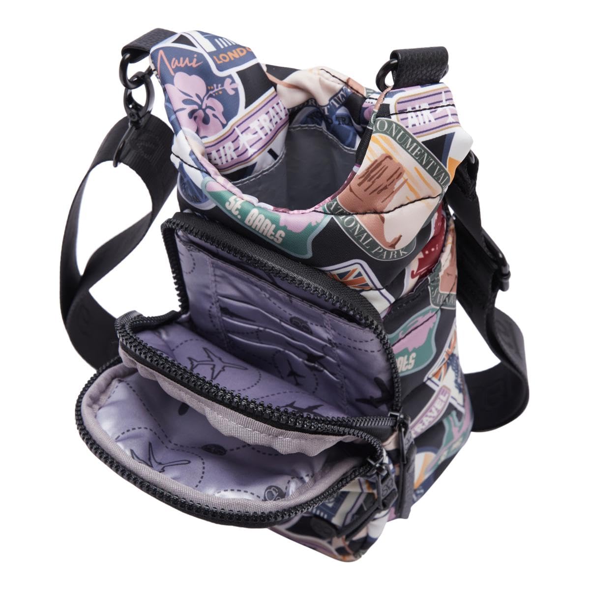 Samantha Brown Water Bottle Carier Quilted Crossbody (Burgundy)