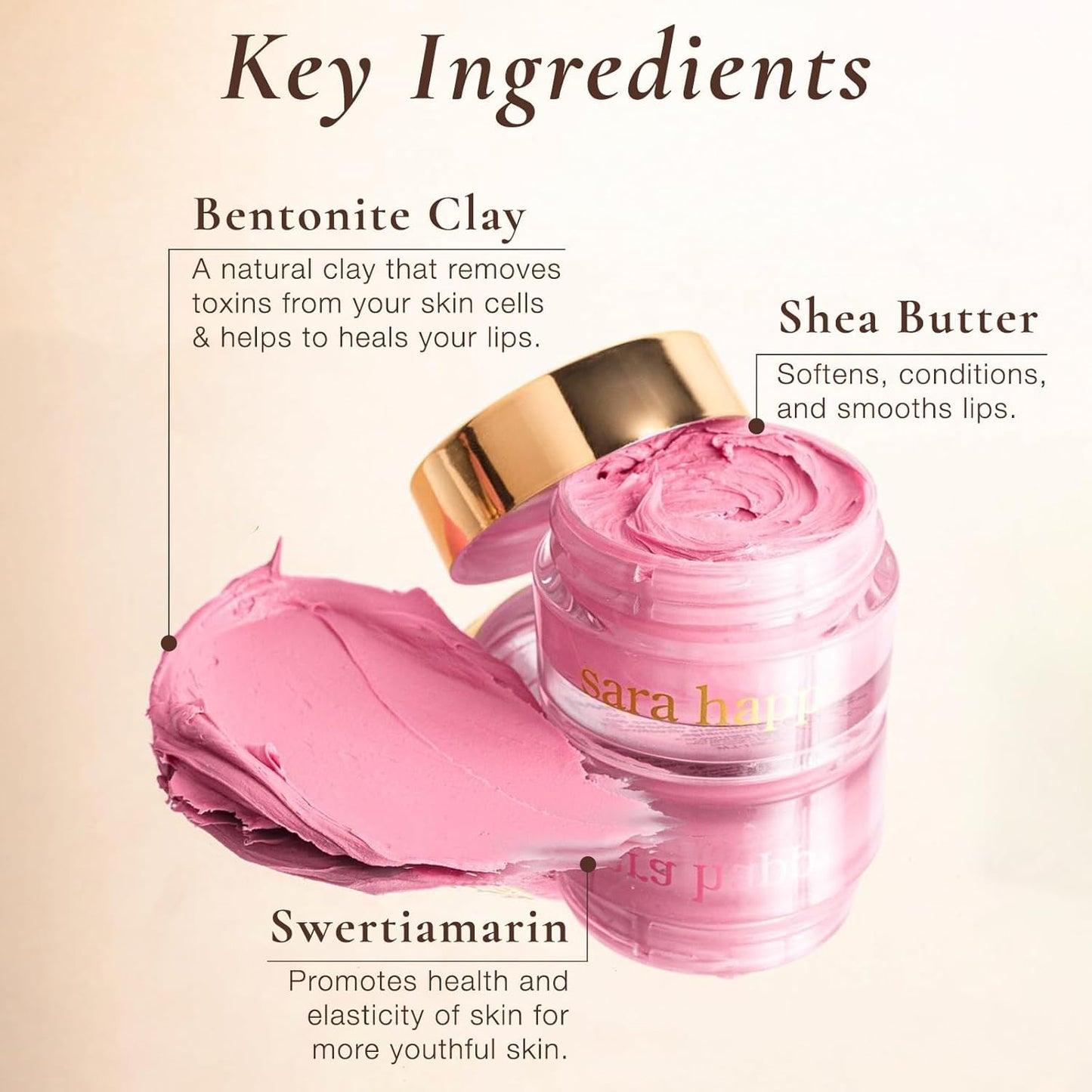 sara happ The Sweet Clay Lip Mask: Healing Bentonite Clay, Shea Butter, Soothing Natural Oils, Regenerate Lips, 0.47 oz