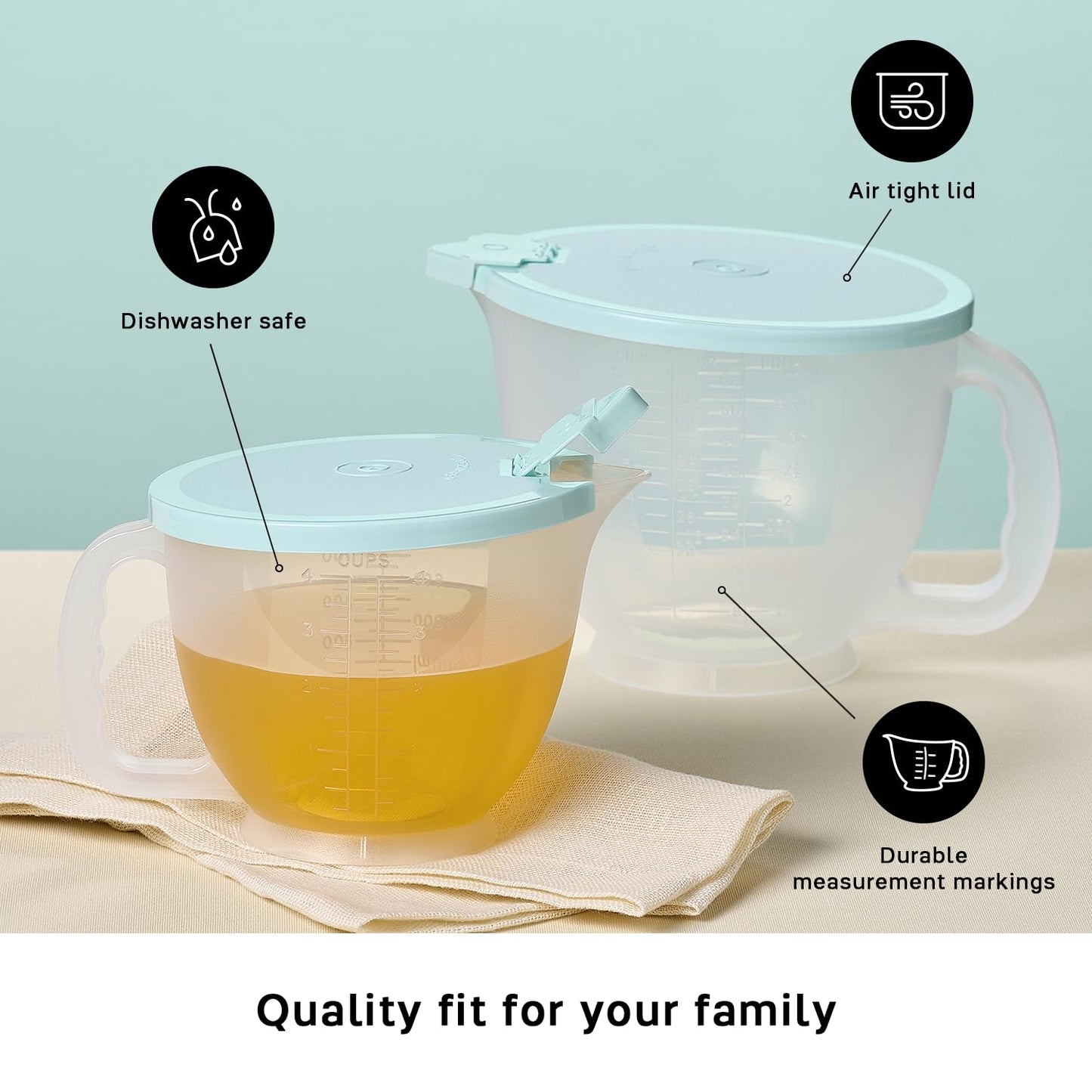 Tupperware Classic Mix-N-Store Pitcher Set in Aquamarine - Dishwasher Safe & BPA Free - (2 Bowls + 2 Lids)