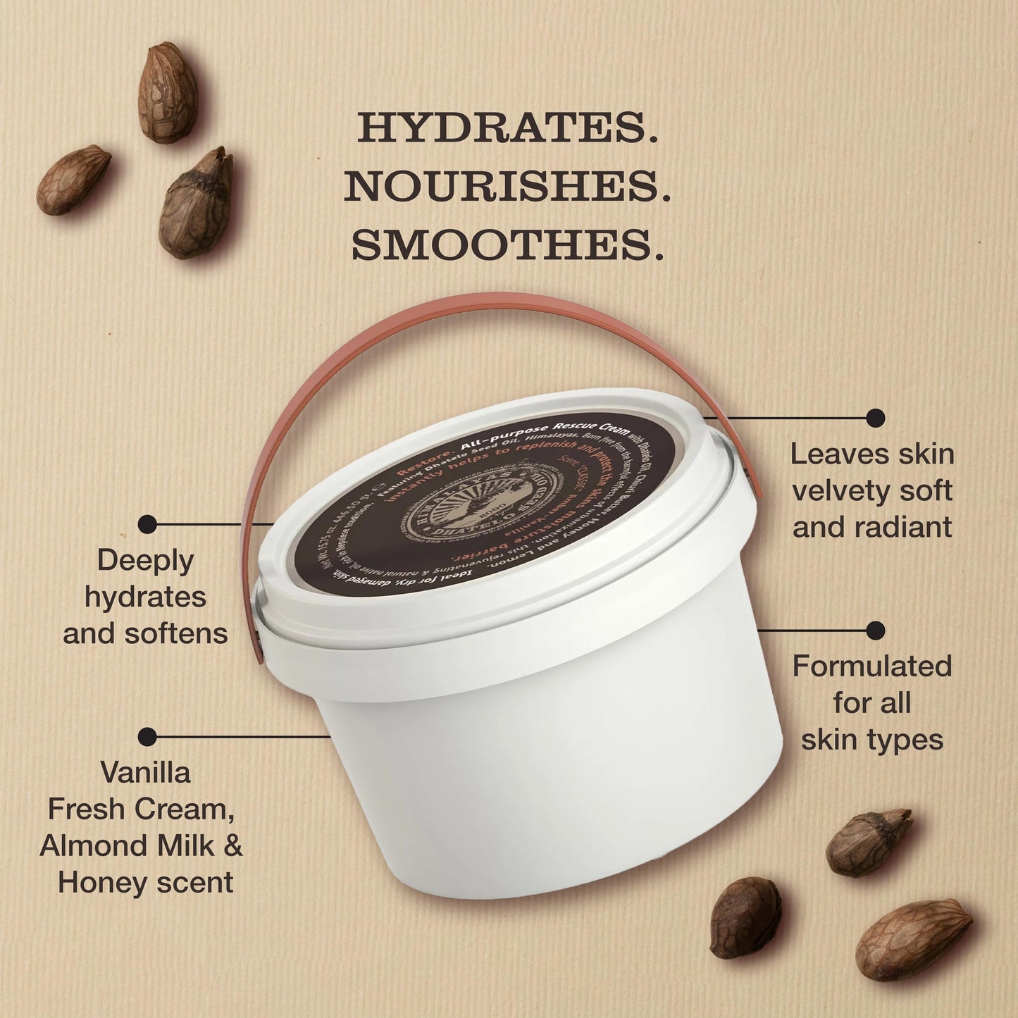 Tweak’d by Nature - All Purpose Rescue Cream, 5-in-1 Face and Body Cream and Moisturizer for Soft Skin and a Radiant Glow, Cruelty Free (15.75 ounces)