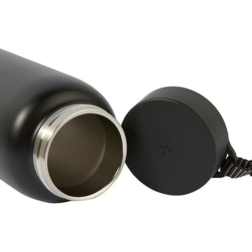 TYLT Power Bottle 2.0 24oz Stainless Steel Wide Mouth Water Bottle Removable 5700mAh Magnetic Portable Power Bank Dishwasher Safe Cup Holder Compatible Lanyard Handle Black
