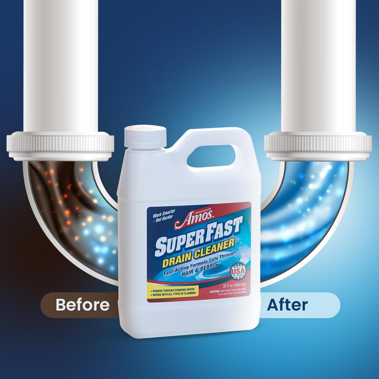 Professor Amos Superfast Drain Cleaner Clears Clogs In Minutes