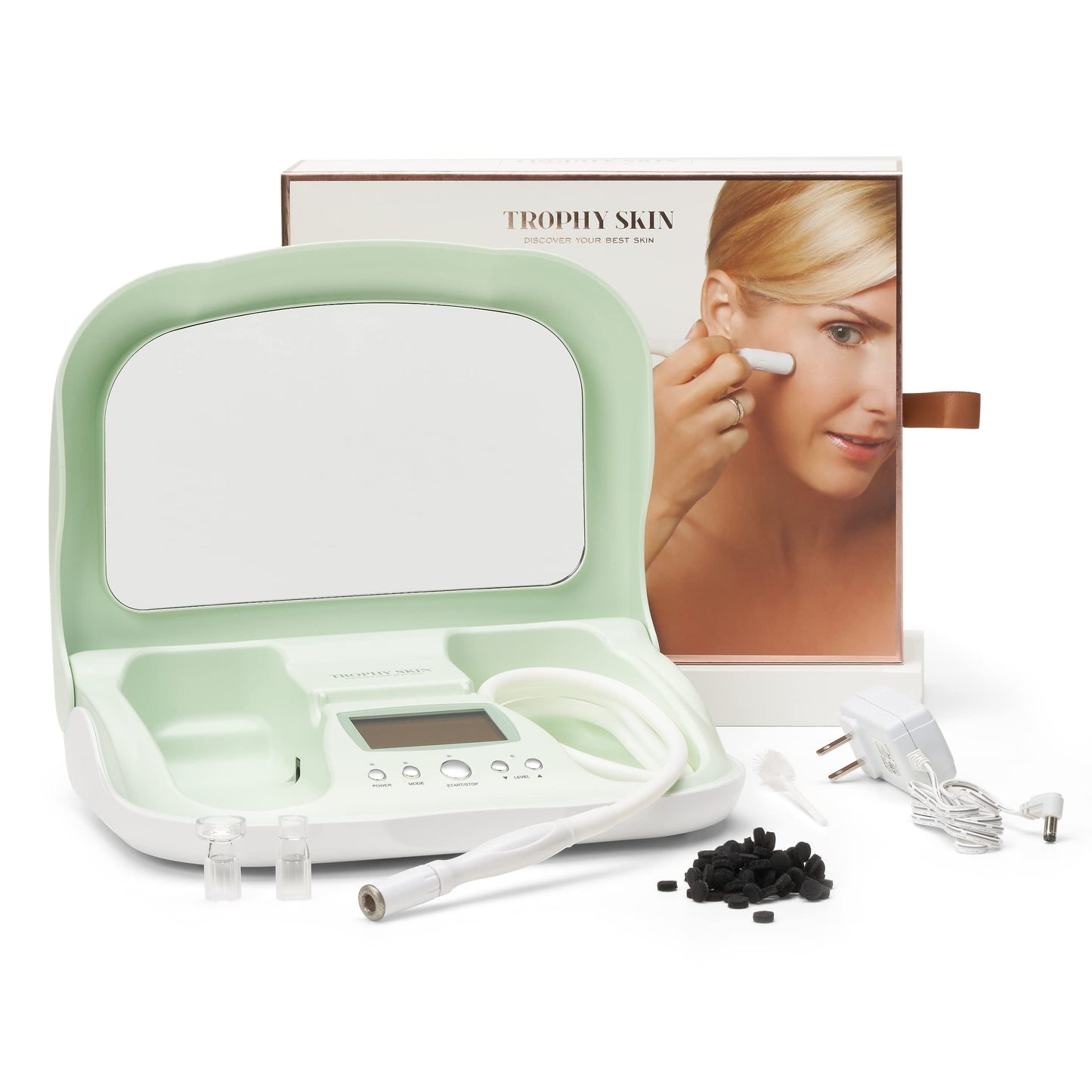 Trophy Skin MicrodermMD - At Home Microdermabrasion Kit - Anti Aging and Acne Treatment - Contains Real Diamond and Pore Extractor Tips to Rejuvenate Skin and Reduce Acne Scars