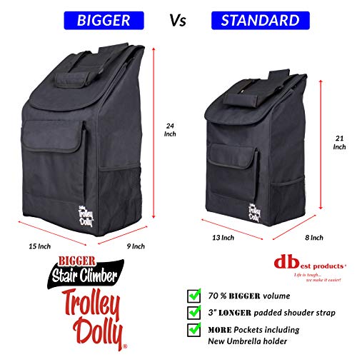 dbest products Stair Climber Bigger Trolley Dolly, Grocery Shopping Foldable Cart Condo Apartment