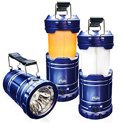 Flipo Slide-N-Glow 3 in 1 LED LANTERN, Flashlight & Hanging Hook, Blue