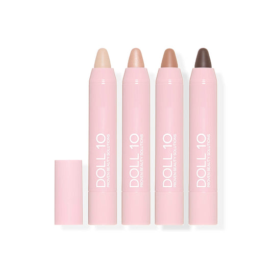 Doll Pro Infinite Color Eye Crayon 4 Piece Collection - Precise Water-Resistant Long Lasting Eyeliner Shadow Kit