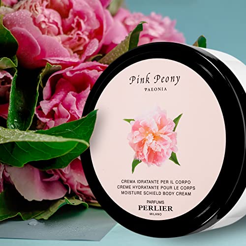 Perlier Pink Peony Body Cream - Moisturizing Non-Greasy Cream For Dry Skin - Formulated for Extra Hydration to Hands, Feet, Elbows, Legs, and Body 6.7 Oz