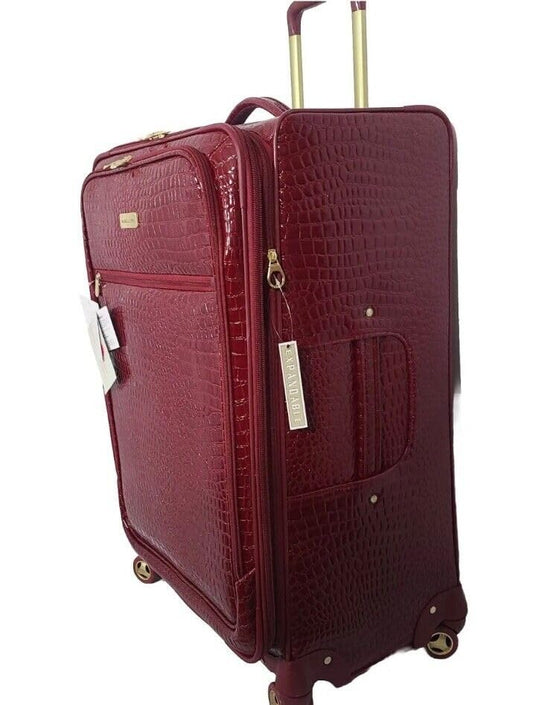 Samantha Brown 26" Exp Spinner luggage - Durable croco-embossed PVC - Burgundy -