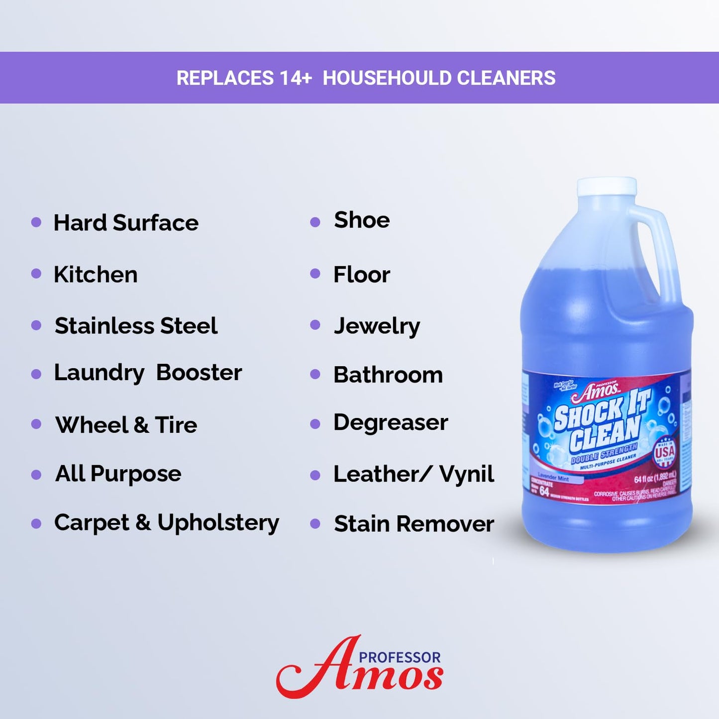 Professor Amos' Shock It Clean Extreme All Purpose Concentrate Cleaner, Make 128 Bottles 64 Oz