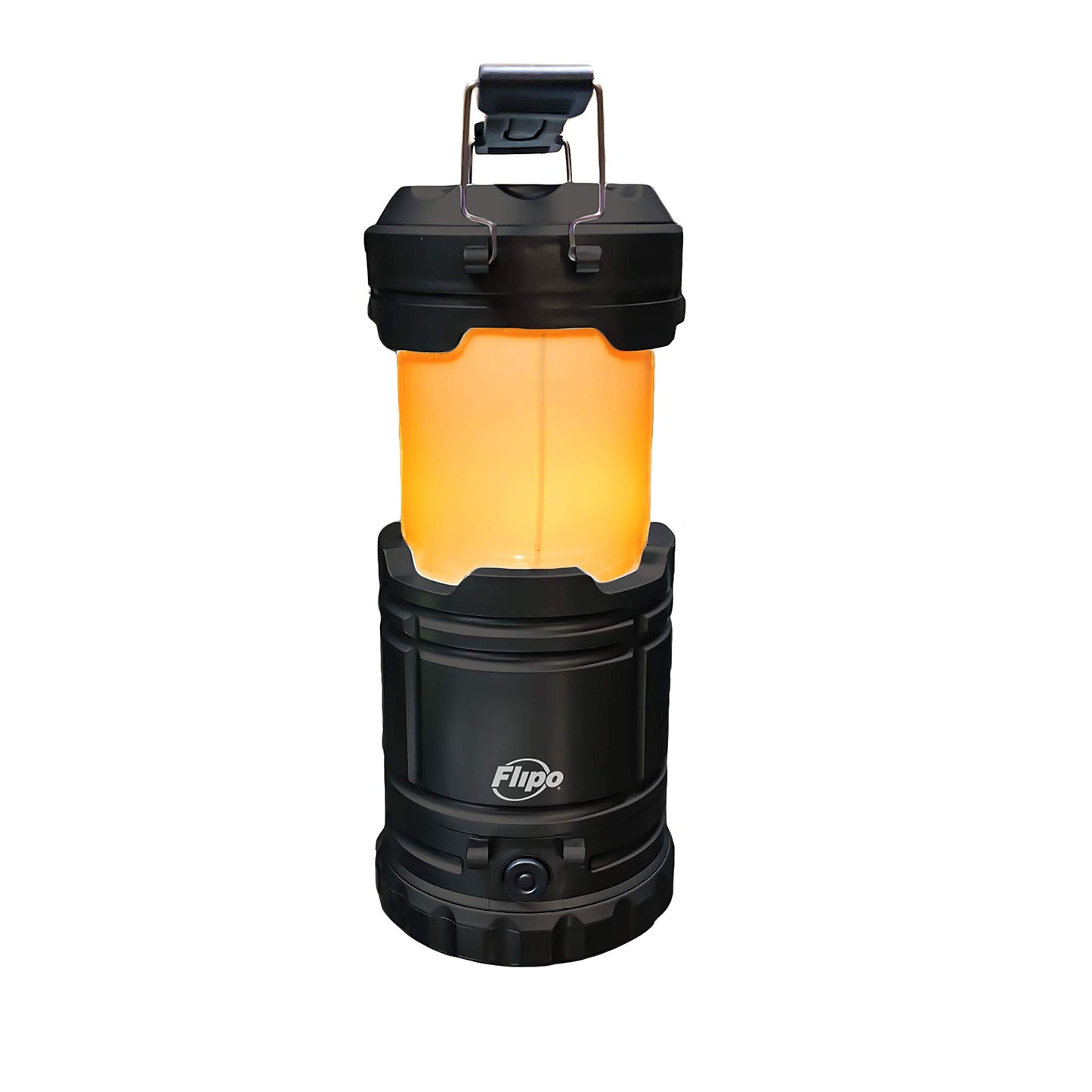 Slide-N-Glo 3-IN-1 Collapsible LED Lamp, Flashlight and Realistic Flickering Flame Effect Lantern - For Indoor Use To Outdoor Camping - Survival Kit for Emergency (Hurricane) (Black)