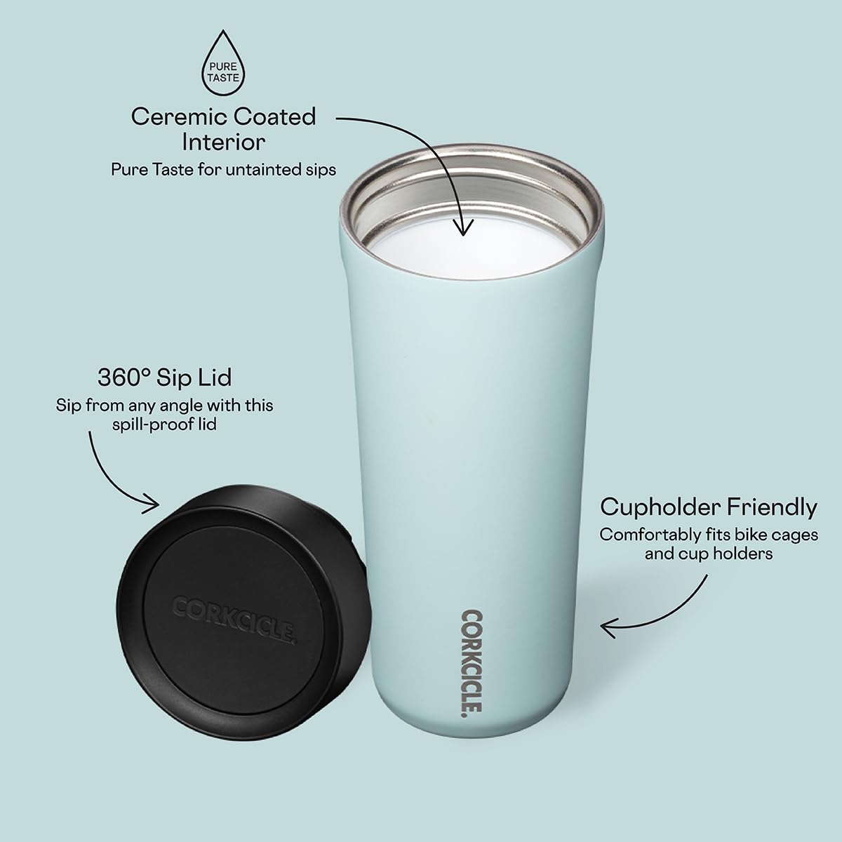 Corkcicle Commuter Cup Travel Mug with 360° Sip Lid