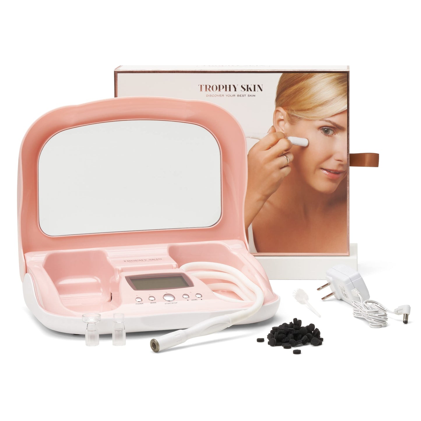 Trophy Skin MicrodermMD - At Home Microdermabrasion Kit - Anti Aging and Acne Treatment - Contains Real Diamond and Pore Extractor Tips to Rejuvenate Skin and Reduce Acne Scars