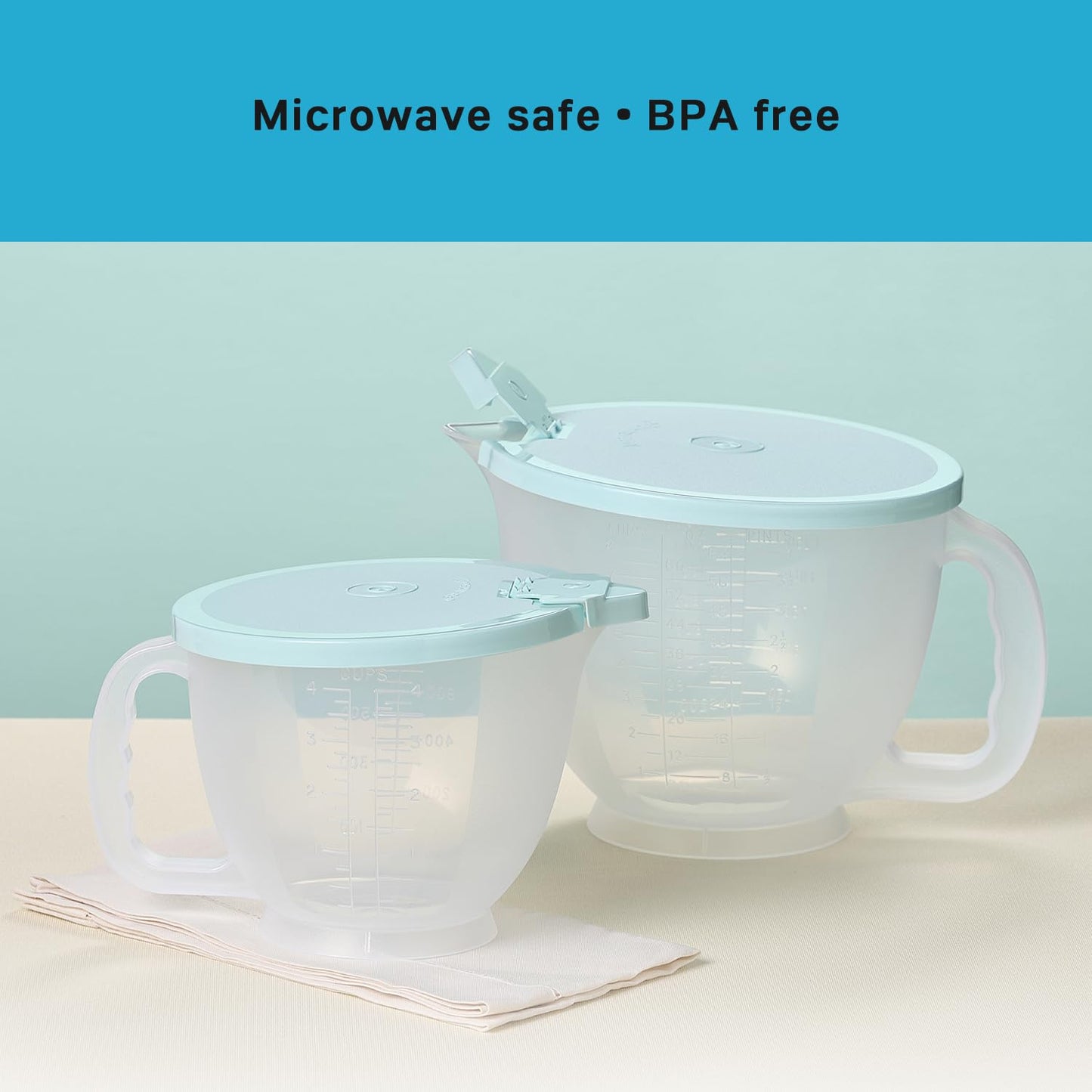 Tupperware Classic Mix-N-Store Pitcher Set in Aquamarine - Dishwasher Safe & BPA Free - (2 Bowls + 2 Lids)