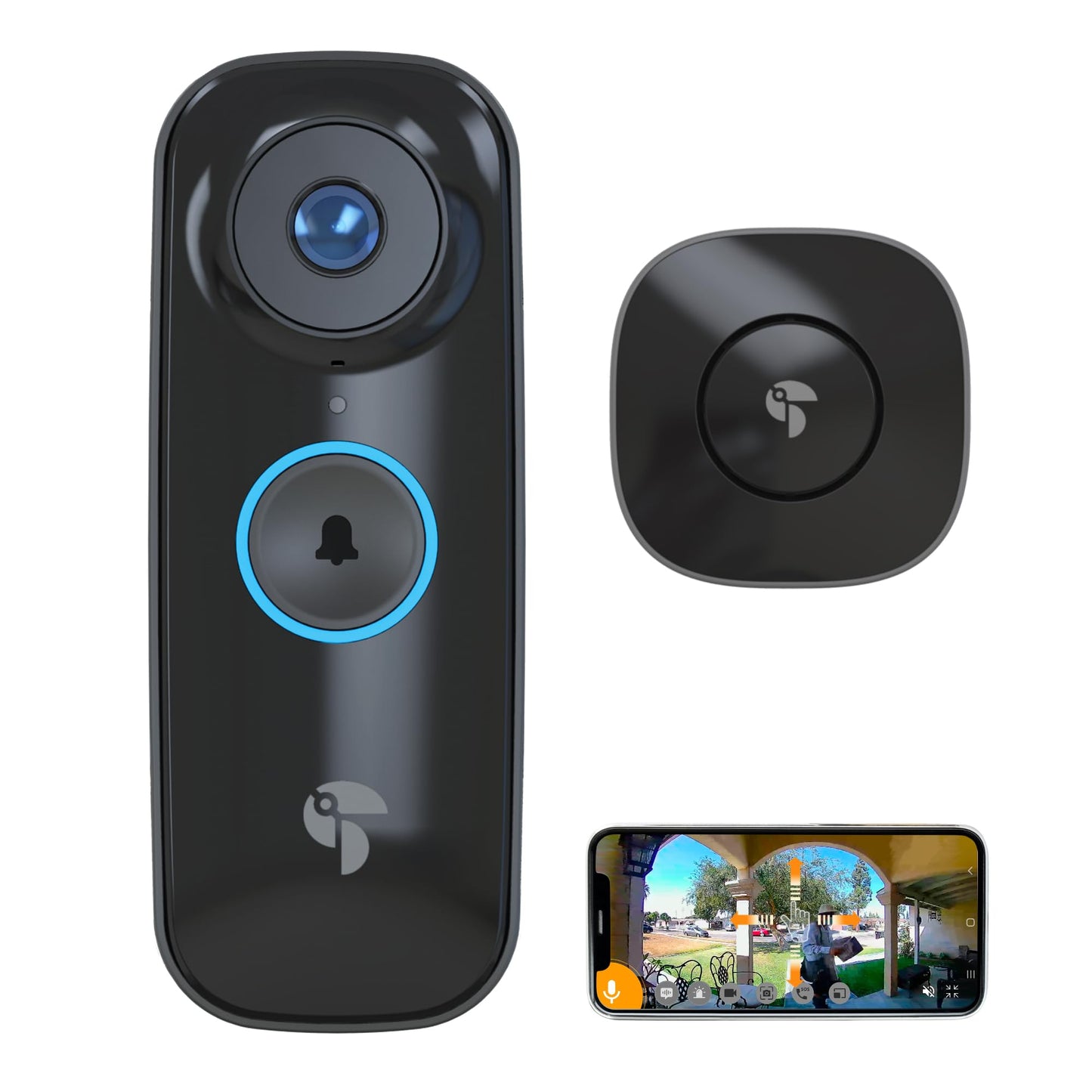 TOUCAN Wireless Waterproof Night Vision 180 Degree Full HD Video Doorbell, Compatible with Alexa
