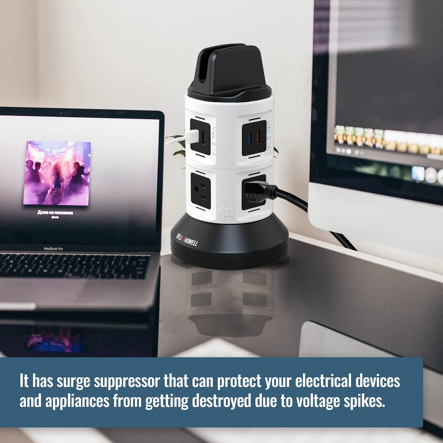Spin Power by Bell+Howell Surge Protector Electric Charging Station