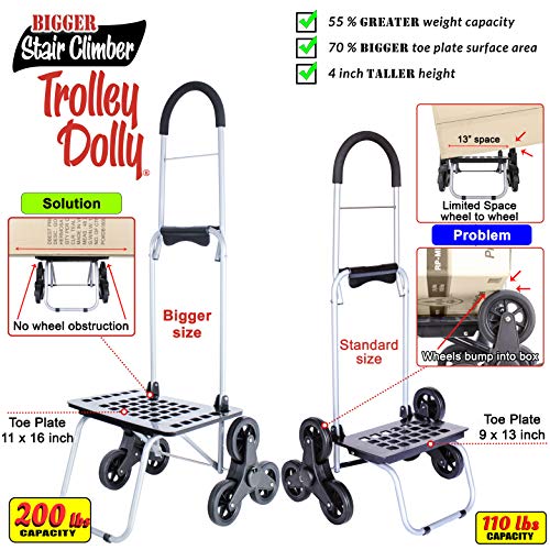dbest products Stair Climber Bigger Trolley Dolly, Grocery Shopping Foldable Cart Condo Apartment