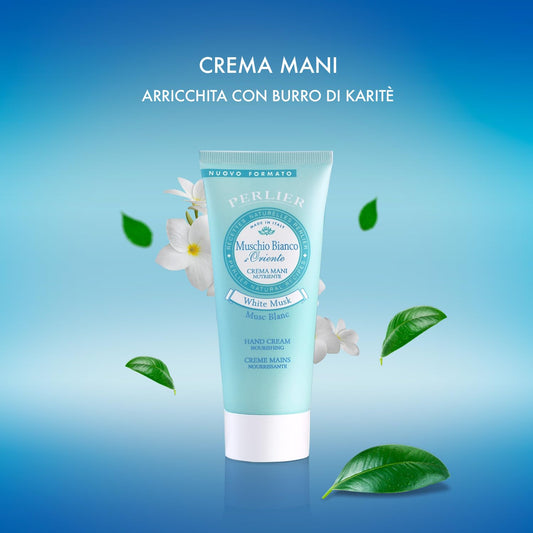 Perlier:"Muschio Bianco d'Oriente" Nourishing Hand Cream, White Musk Scent - 3.3 Fluid Ounces (100mL) Tube [ Italian Import ]