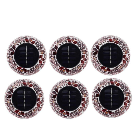 Bell and Howell Mosaic Solar Disk Lights 6-Pack - Tan, 0.83''H x 4.53'' Diameter each (732-725)