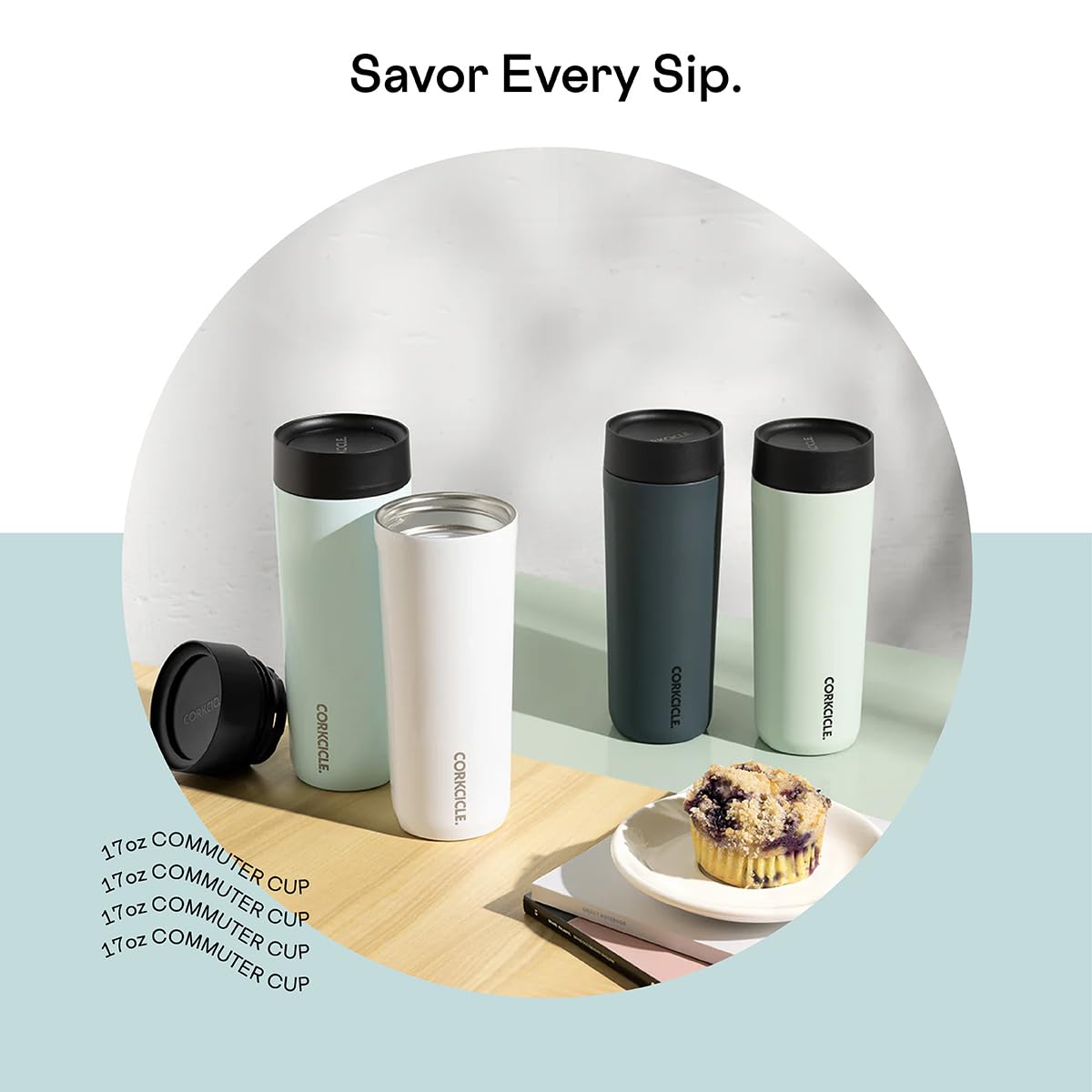 Corkcicle Commuter Cup Travel Mug with 360° Sip Lid