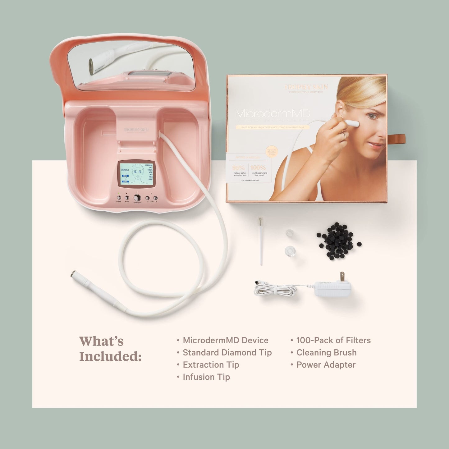 Trophy Skin MicrodermMD - At Home Microdermabrasion Kit - Anti Aging and Acne Treatment - Contains Real Diamond and Pore Extractor Tips to Rejuvenate Skin and Reduce Acne Scars