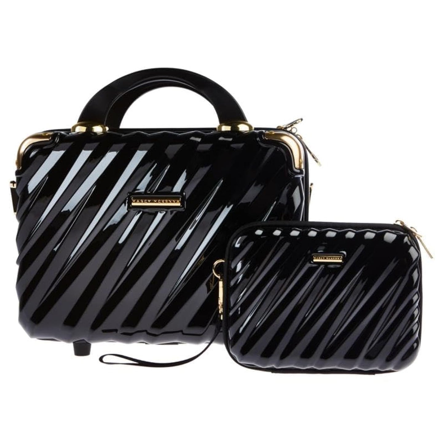 Marcy McKenna Makeup Case Bundle, 12L x 6.8W x 9.5H inches and Mini Case 7.5L x 5.5W x 2.6H inches, Black