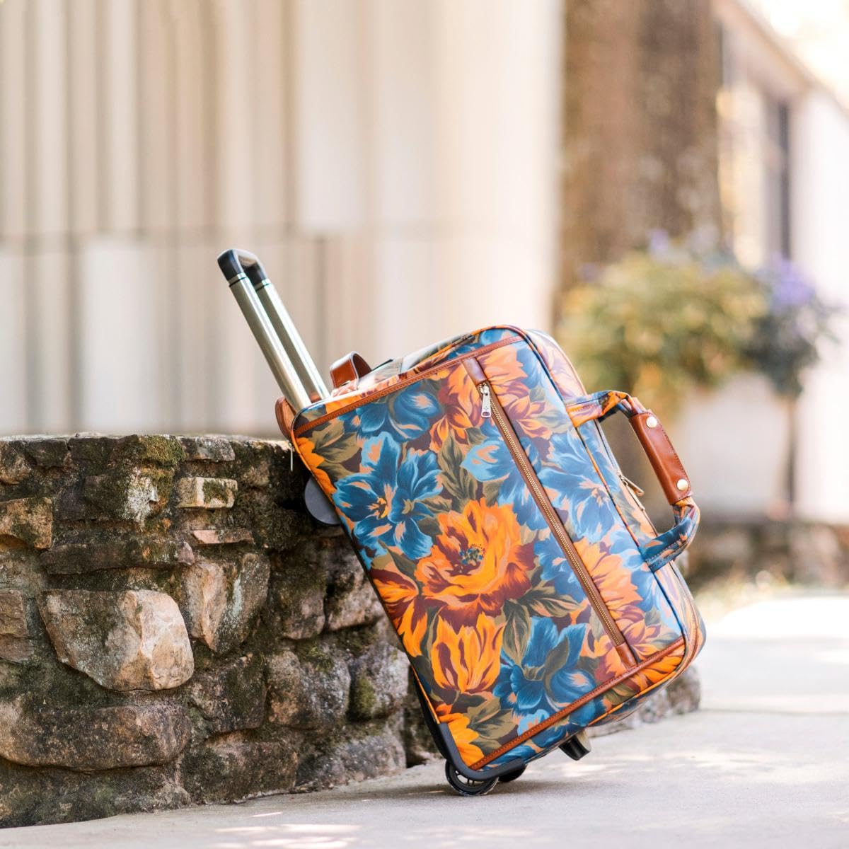 Patricia Nash Argentella Large Trolley Bag, Signature Map, Riot Rust, 22" L x 10.75" W x 13.5" H